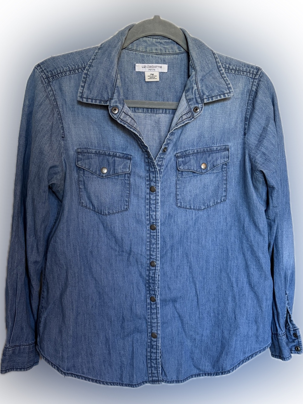 Liz Claiborne Blue Denim Shirt - Classic Long Sleeve